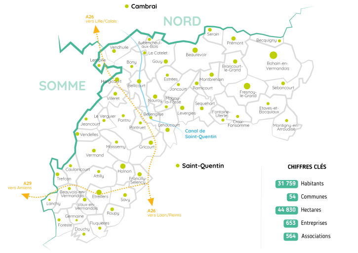Carte de situation du Pays du Vermandois